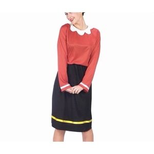 Fun World Womens Olive Oyl Halloween Costume Dress Red Black Med-Large 10-14
